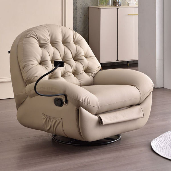 Blair Leather Recliner Lounge Chair Khaki