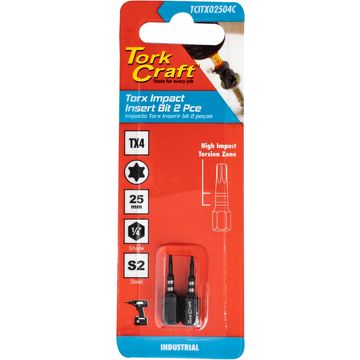 TORX TX 4 IMPACT BIT 25MM 2PC CARDED