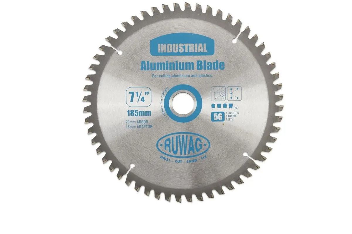 Circular Saw Aluminium Blade, TCT, 56T, 185mm x 20mm Bore BY WOODLY