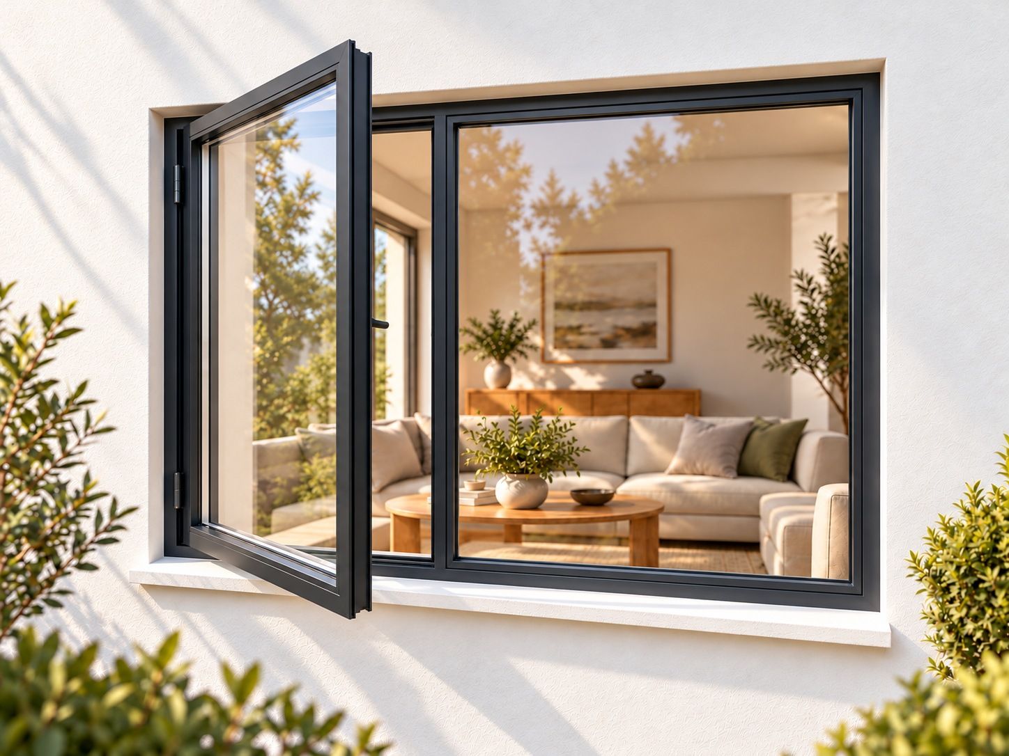 Kenzo Premium Side-Hung Aluminium Window - Charcoal, 1500 900 mm, Left Side Opener