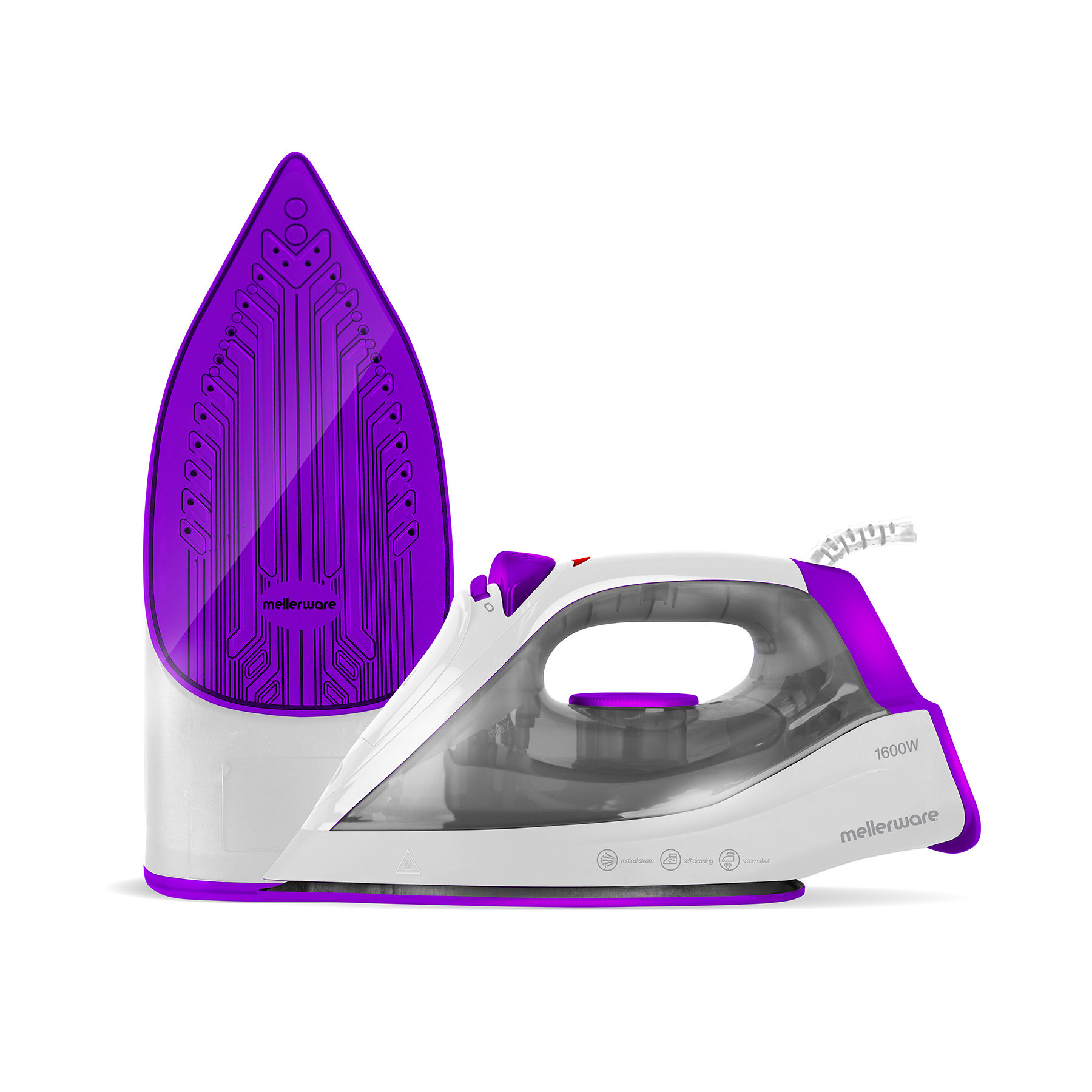 Mellerware Iron Steam / Dry / Spray Non-Stick Purple 250ml 1600W 