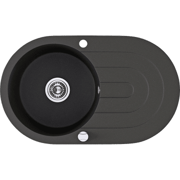 Laveo Dafne Granite Sink 1 Bowl with Drainer - Black
