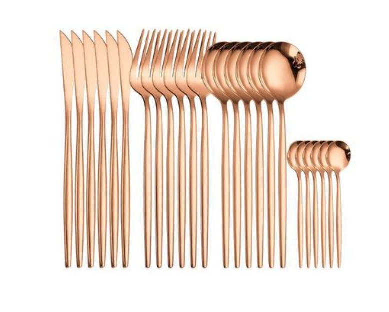 24-Piece Rose Gold Flatware Dinner Set