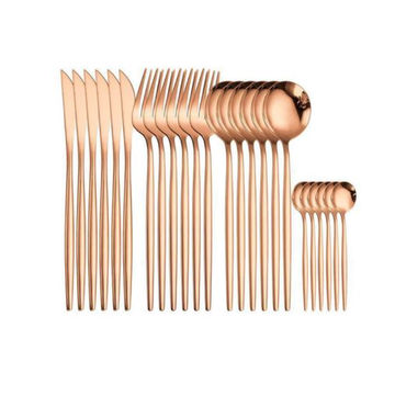 24-Piece Rose Gold Flatware Dinner Set