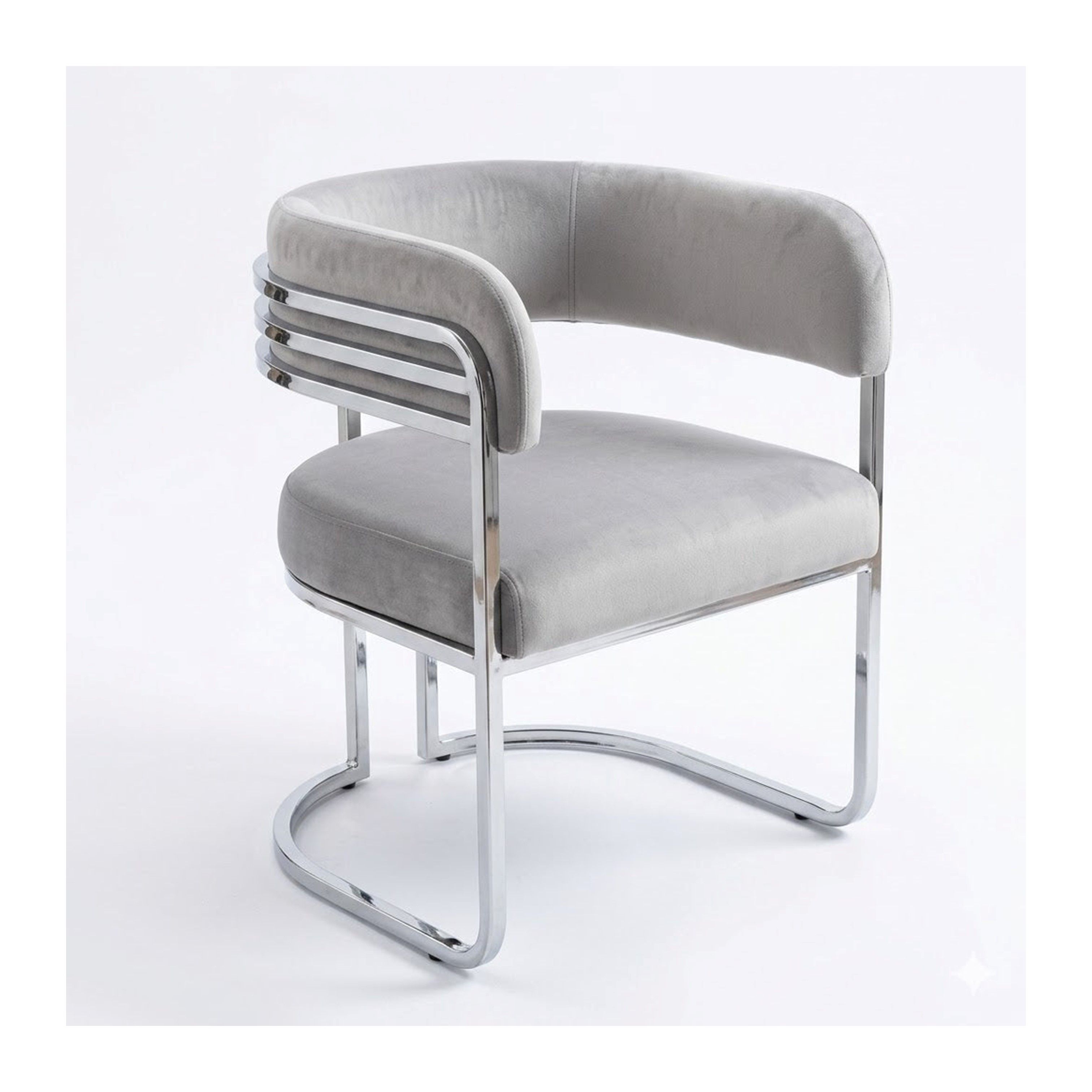 Madiega Furniture - Modern Grey Velvet Dining Chair with Chrome Cantilever Frame