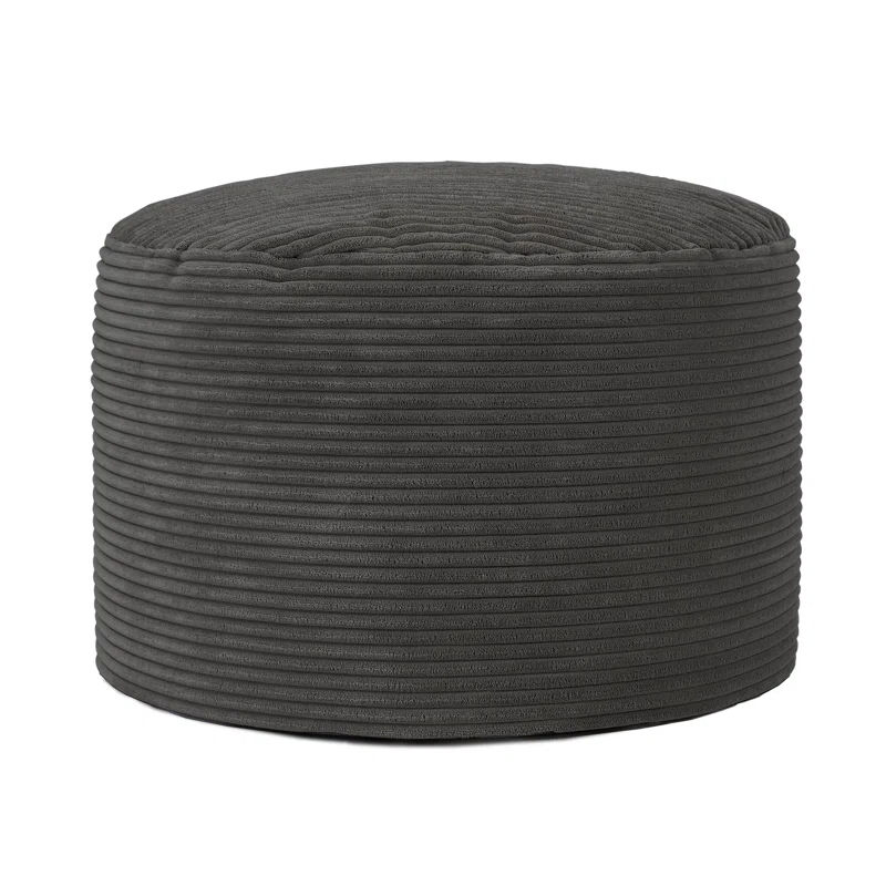 Raven Round Corduroy Pouffe- Black