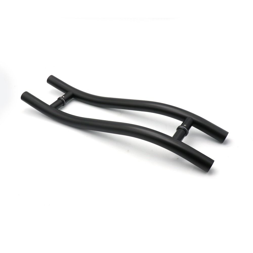 ROCKER DOOR HANDLE S SHAPE 600X400X32MM - MATT BLACK