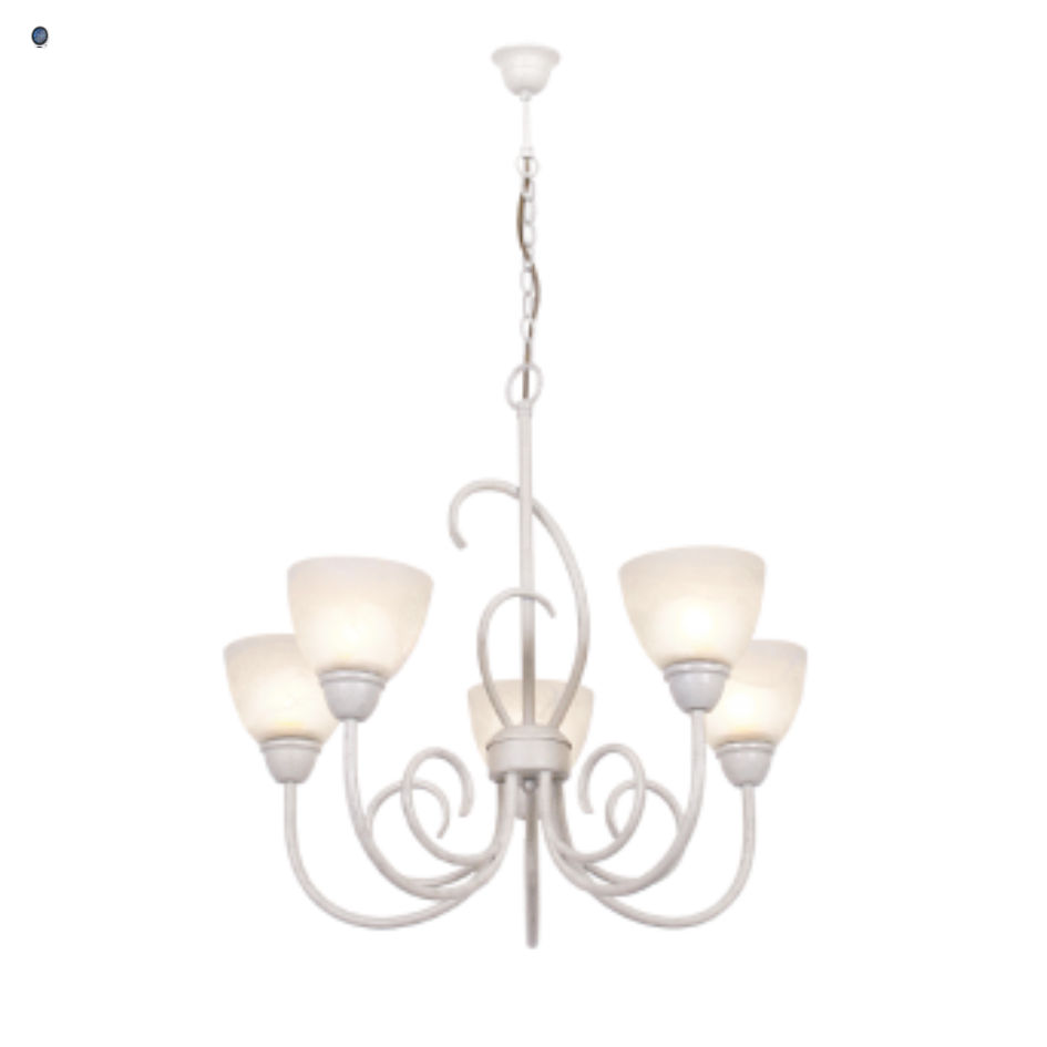 Metal Chandelier with Alabaster Glass