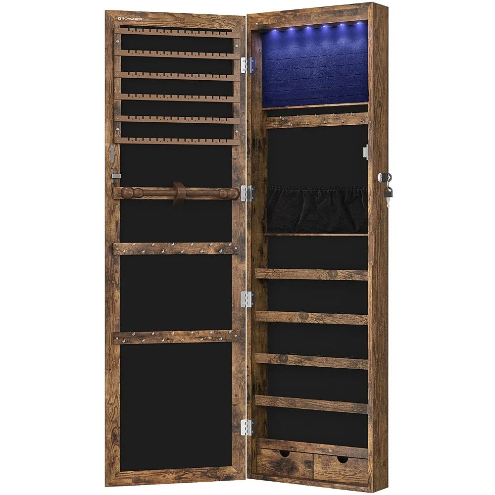Songmics Jewellery Cabinet and Mirror, Brown
