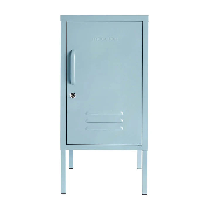 Steel Single Door Bedside Pedestal Locker Shorty Storage Cabinet - Ocean Blue