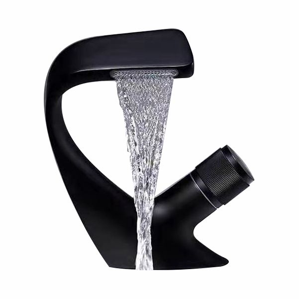 Black Basin Mixer Waterfall Faucet Bathroom Taps 0927