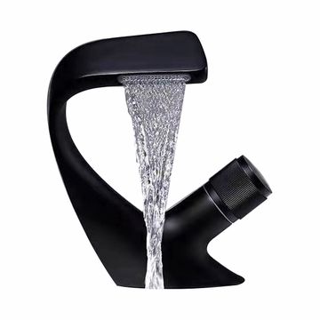 Black Basin Mixer Waterfall Faucet Bathroom Taps 0927