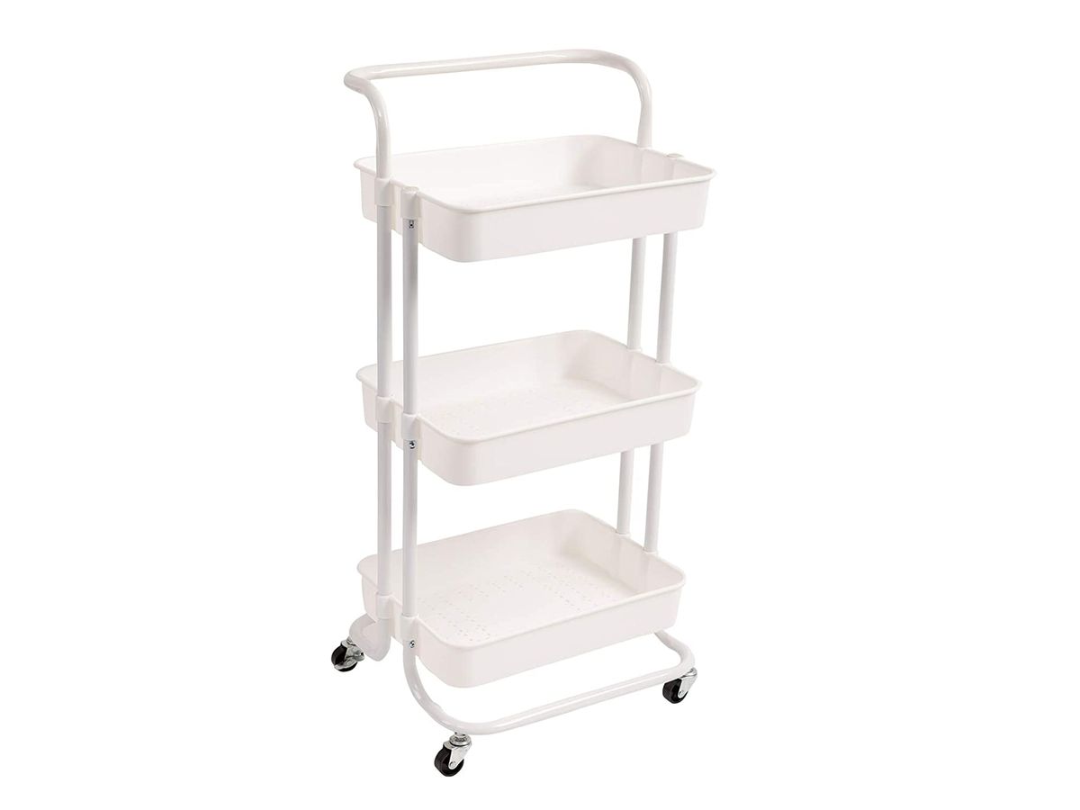 3 Tier Rolling Storage Trolley for Kitchen, Bathroom, Office, Workshop - White