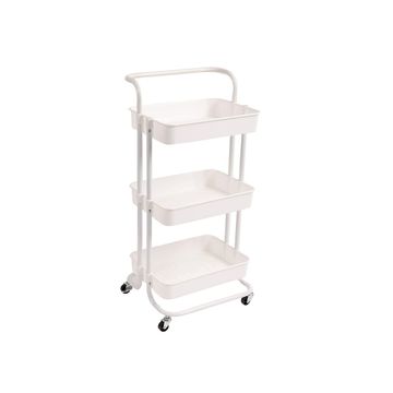 3 Tier Rolling Storage Trolley for Kitchen, Bathroom, Office, Workshop - White