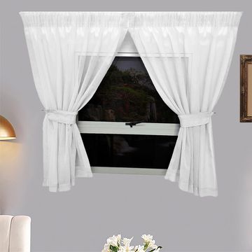 Matoc Designs Café Curtain - Mystic Voile - White - Taped - 110cm W x 120cm H - 2 Pack