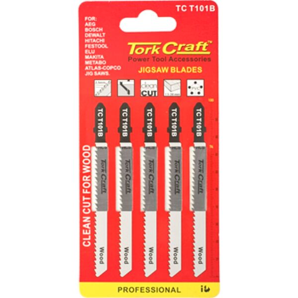 T-Shank Jigsaw Blade For Wood 2.5Mm 10Tpi 100Mm 5Pc