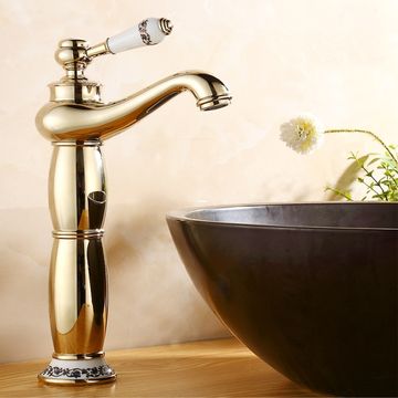 Golden Single Handle  Bathroom Tall Mixer Faucet Tap 8001-1