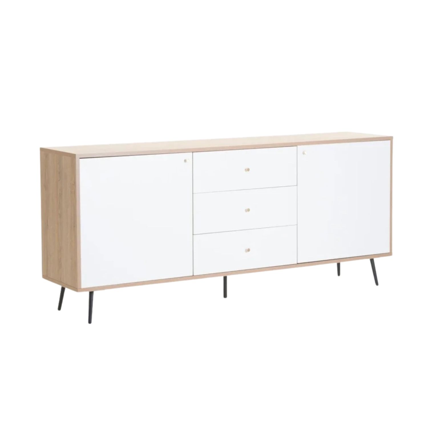 2-Door 3-Drawer Oak & White Sideboard