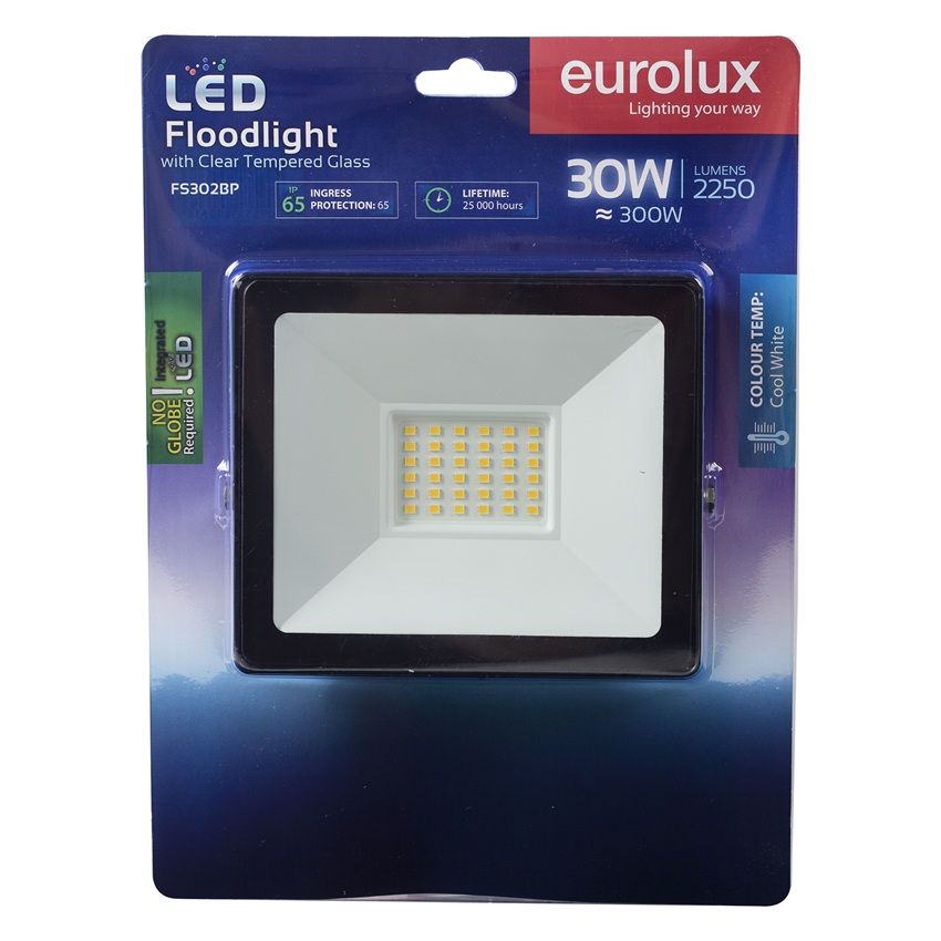 Led 30W Floodlight Black With No Sensor Blister