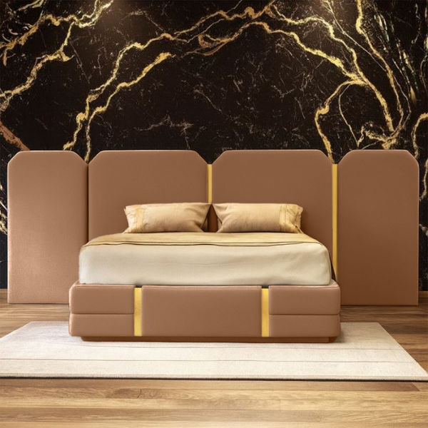 Kirala Modern Sleigh Bed King Tawny