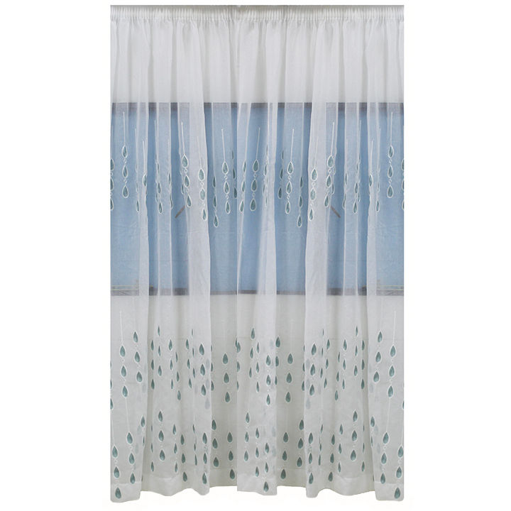 Matoc Readymade Curtain -Voile -TearDrop -DuckEgg -Taped -285cm W x 218cm H