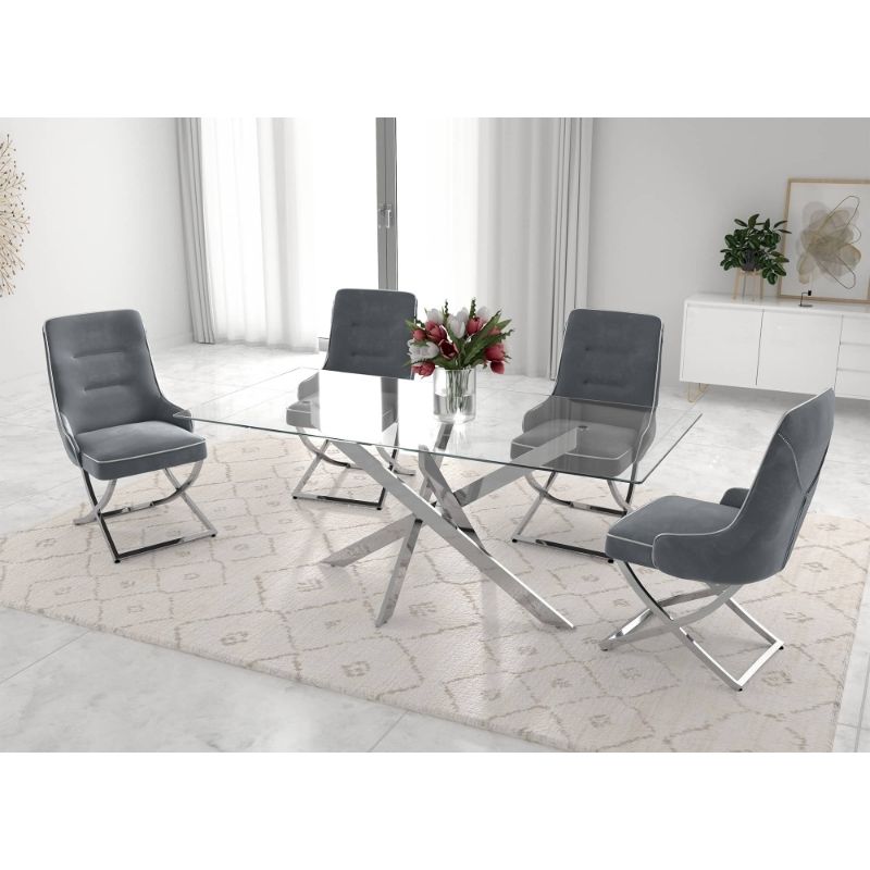 KC FURN- Serita  4 Seater Dining Set (Grey)