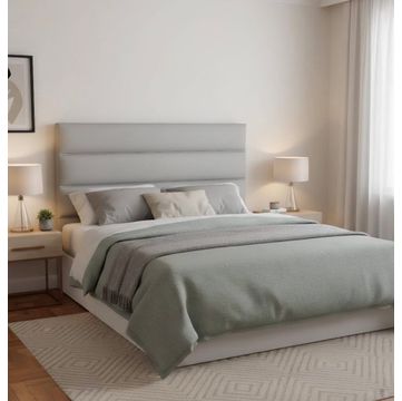 Wall mount Horizontal Panel Headboard- Velvet Material -Queen- Light Grey