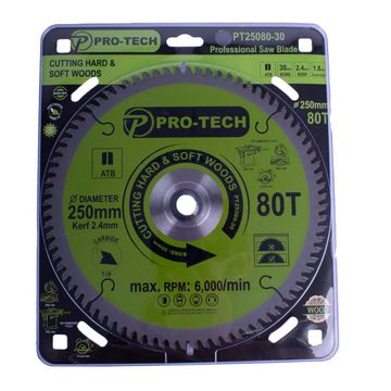 Pro-Tech - Saw Blade Tct 250 x 2.4 x 30 x 80T Wood Prof.