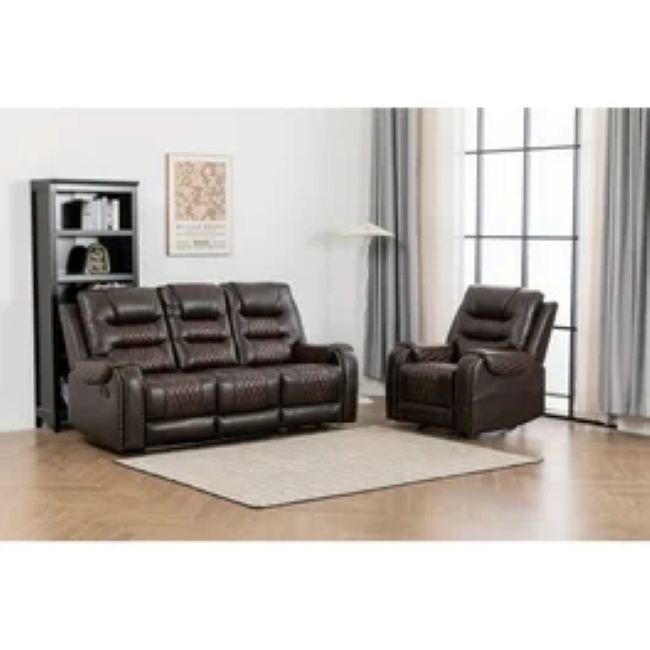 QandAHome-Khalil Genuine Leather Sofa