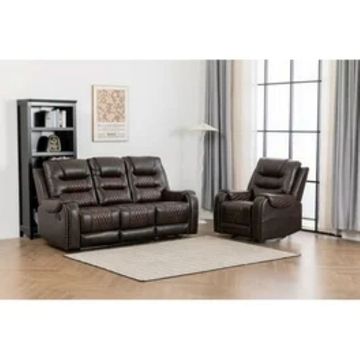 QandAHome-Khalil Genuine Leather Sofa