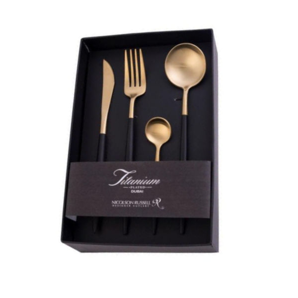 Nicolson Russell Dubai Gold & Black Titanium 16pc Cutlery Set