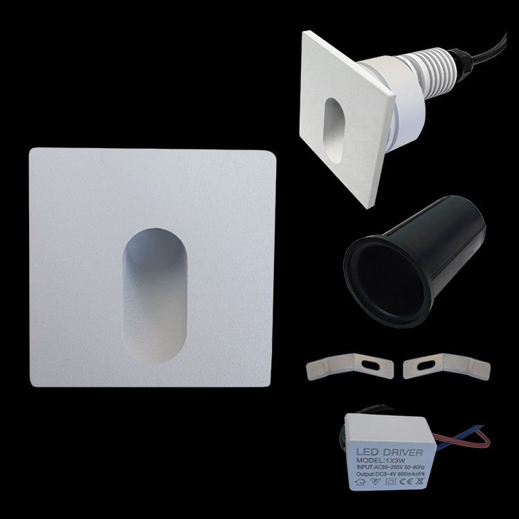 230v 2W LED SMD Square Recesd Step Light