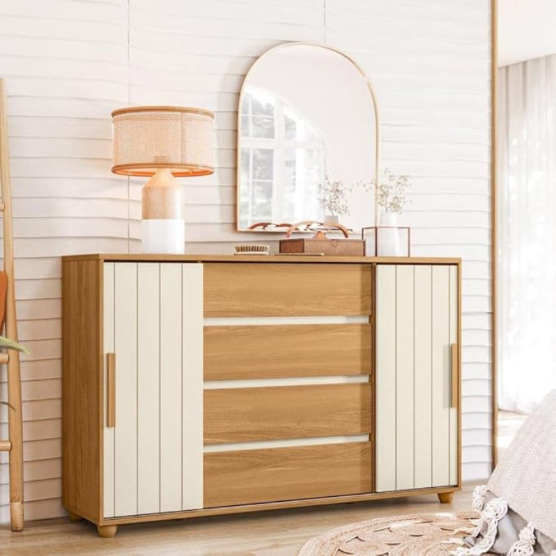 Evidenza 2-Door Sliding Chest of Drawers oak/off white