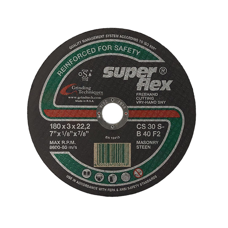 SUPERFLEX Abrasive Disc Cutting Stone  180mm x 3mm x 22.2mm