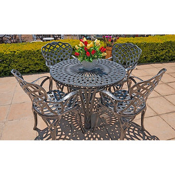 Ageless & Beautiful!   4 Seater Cast Aluminium Patio Furniture Set / Garden Furniture Set / Outdoor Furniture Set - 4 x King Diamond Chairs with 100cm King Diamond Table