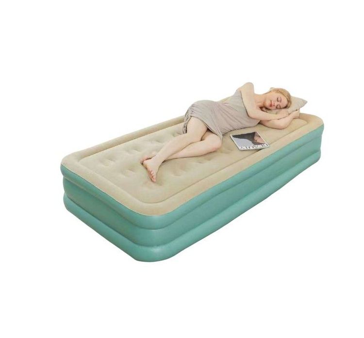 Inflatable Single Bed with Pump-Green