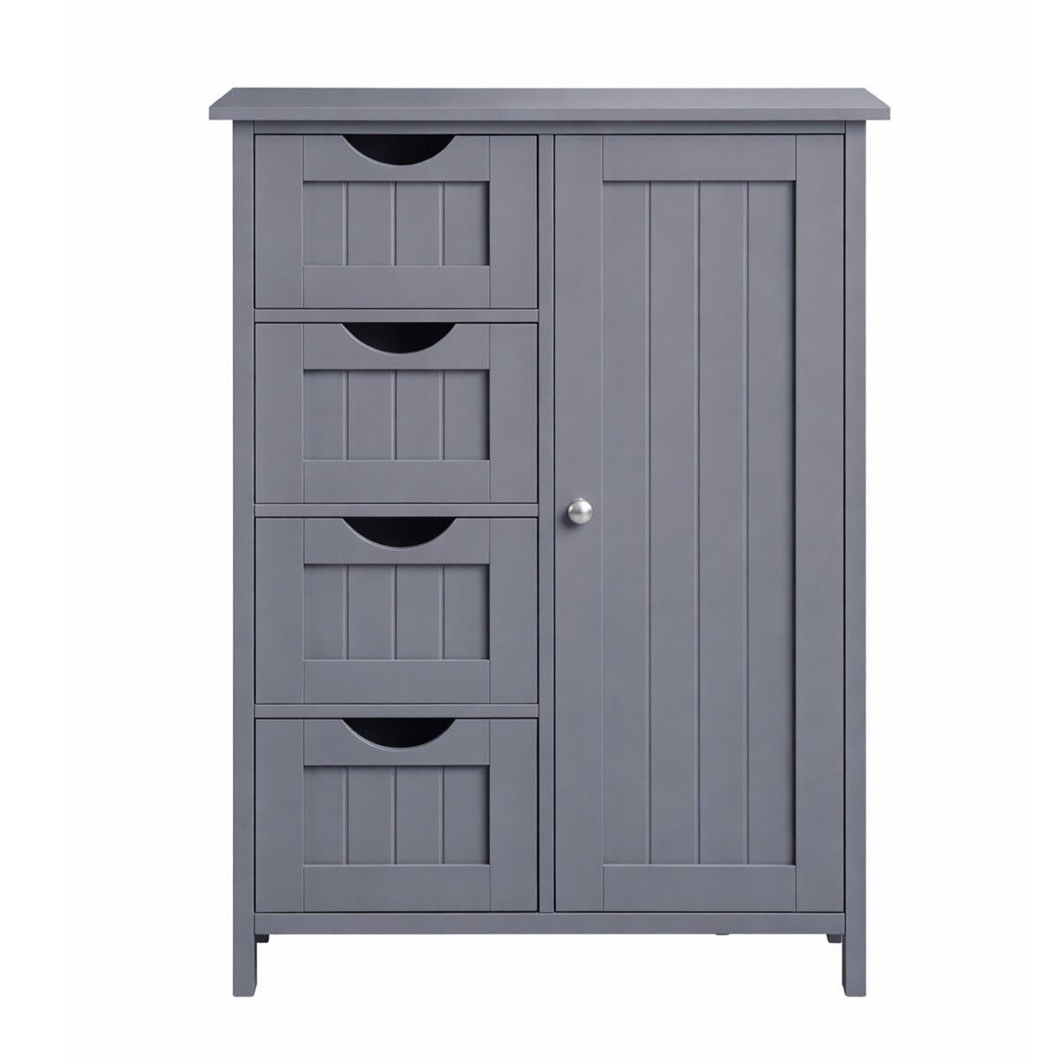 Slim Wooden Bathroom Cabinet Sideboard Chest with 4 Drawers