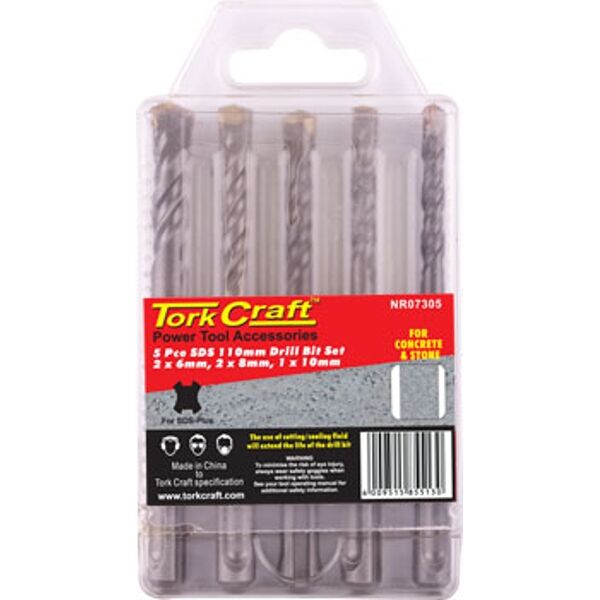 Sds 110Mm  Drill Bit Set 5Pc 2 X6Mm, 2 X 8Mm, 1X10Mm