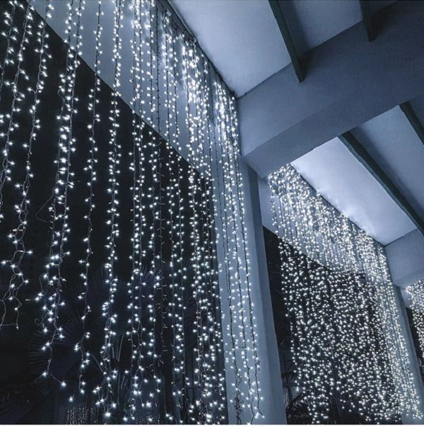 LED Fairy Curtain Light With Tail Plug Extension White 3m Across 70cm x 38cm - ZYF-99