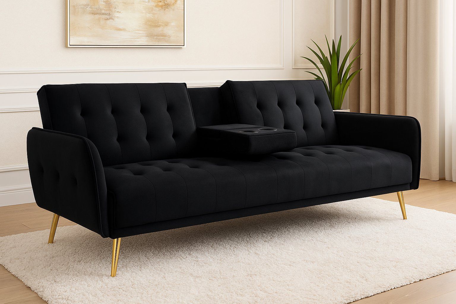 IG Furn - Sienna Luxe Sleeper Couch Black