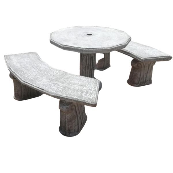 Round concrete table & benches - 0001