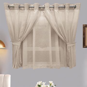 Matoc Designs Curtain -  Café Double Layer - Mystic Voile - Taupe - Eyelet - 300cm W x 123cm H