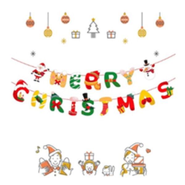 Merry Christmas Bunting Letter Garland Banner for Indoor & Outdoor