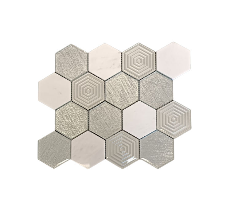 Mosaic Glass - Large Pearl Hexagon - 300x300 (per sheet)