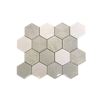 Mosaic Glass - Large Pearl Hexagon - 300x300 (per sheet)
