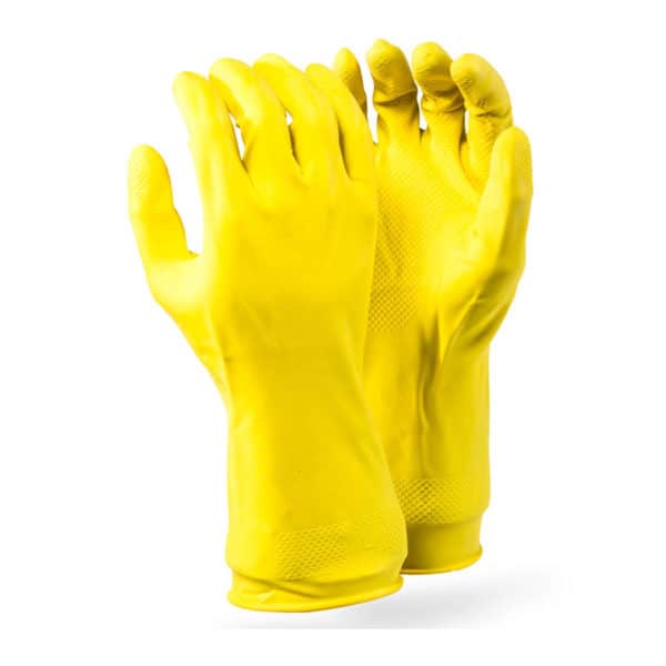 DROMEX YELLOW HOUSEHOLD FLOCK LINED RUBBER GLOVES MEDIUM