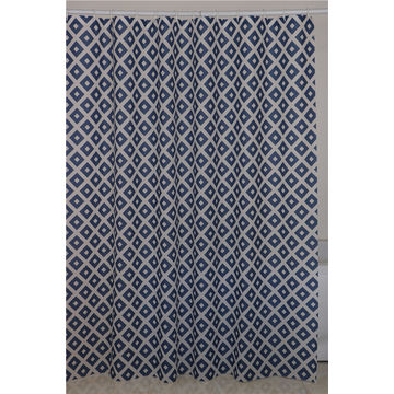 Bodie Bath - Navy Diamond Shower Curtain - PEVA