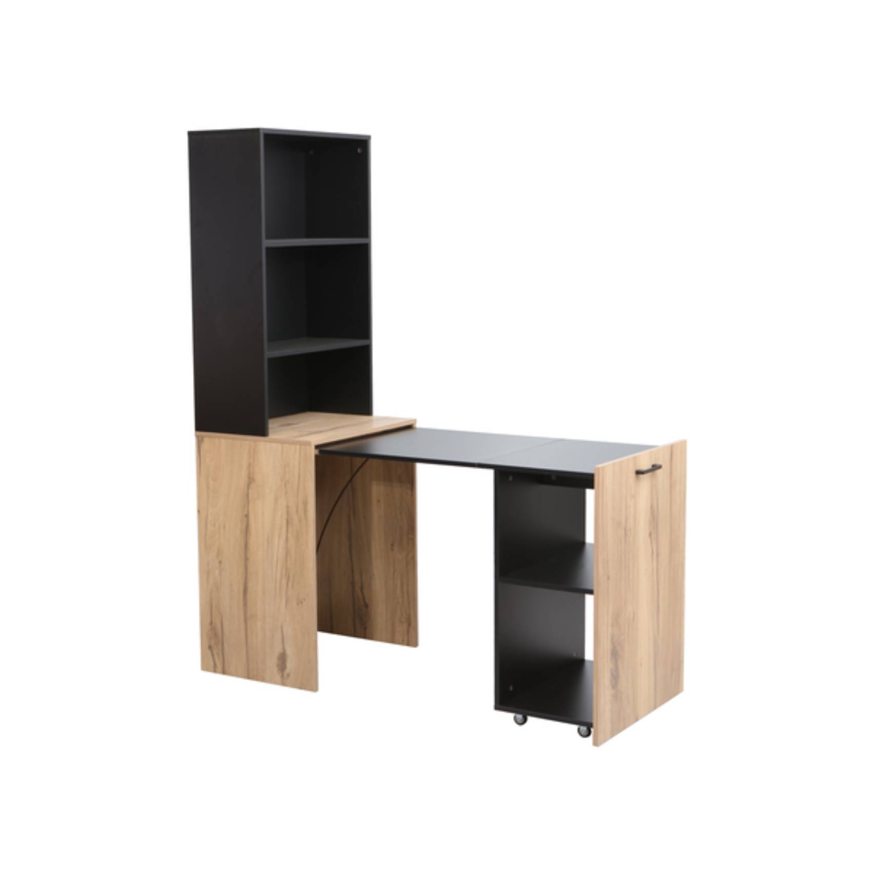 2 Tone Adaptive Desk with 5 Storage Shelves - Converts to a Bookshelf