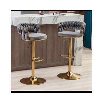 Velvet swivel bar stool set of 2
