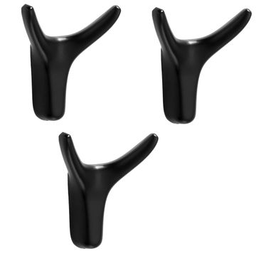 3 Pack Metal Horn Towel Coat Wall Hooks - Black